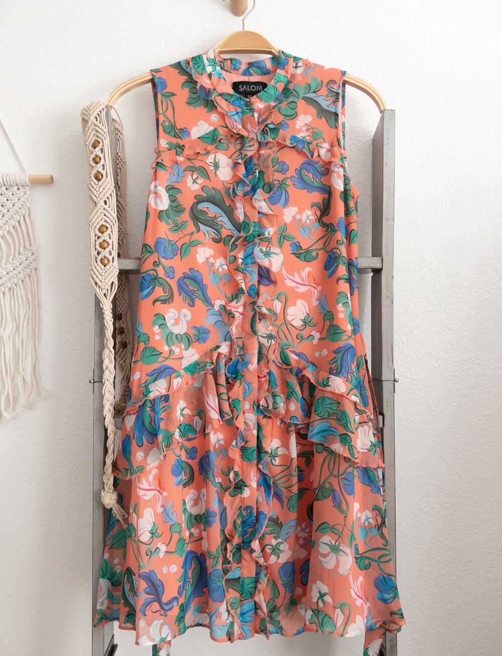 Saloni Tilly Floral Silk Dress size 0
